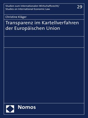 cover image of Transparenz im Kartellverfahren der Europäischen Union